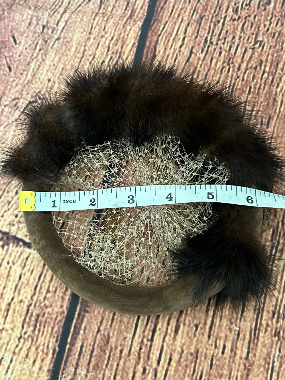 Vintage Mink Fur Pillbox Hat Brown Veil Velvet Bow Whimsy Fascinator 50s 60s